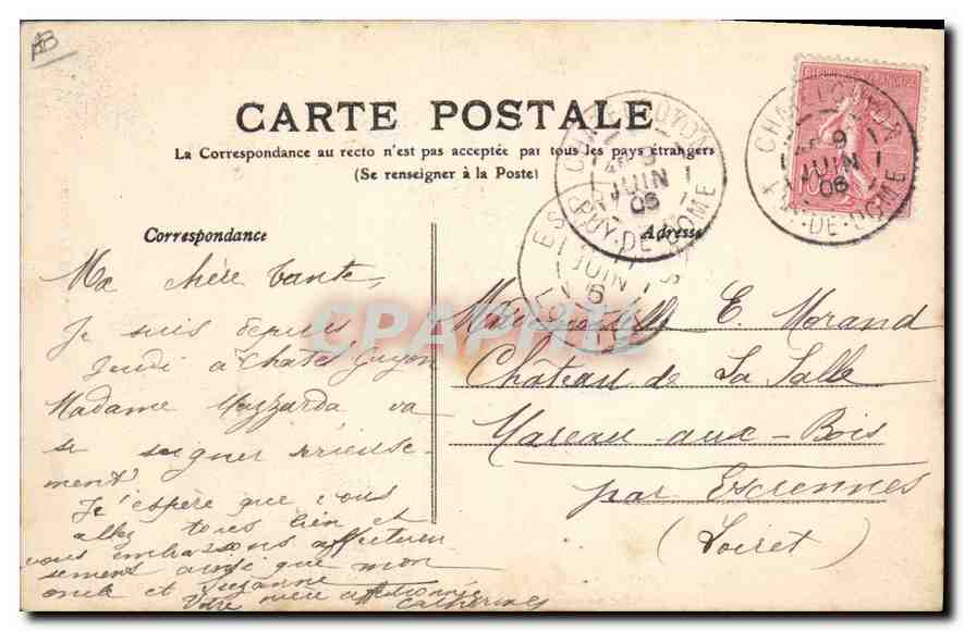 Châtel-Guyon — Cour de ferme — Vieil coin — L'Auvergne — M. T. de Borne — Verso