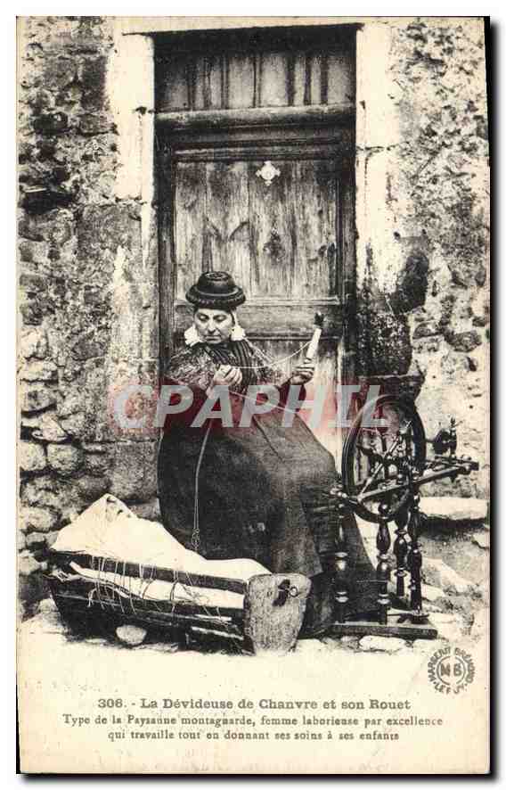 La Dévideuse de Chanvre et son Rouet — Type de la Paysanne montagaarde — Éditions d'Art Marguerit-Béarn, Le Puy