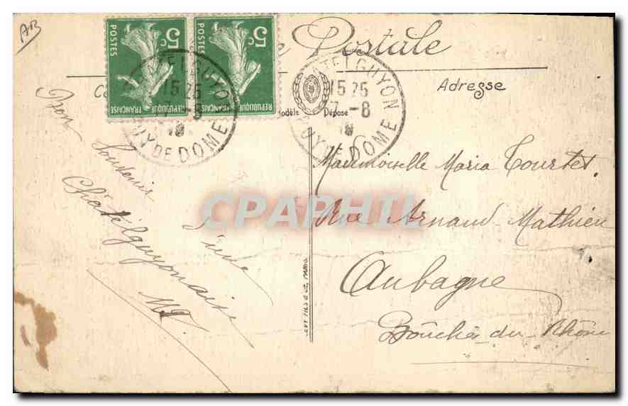 CPA Folklore Types d'Auvergne Vieille Paysanne  — Rückseite