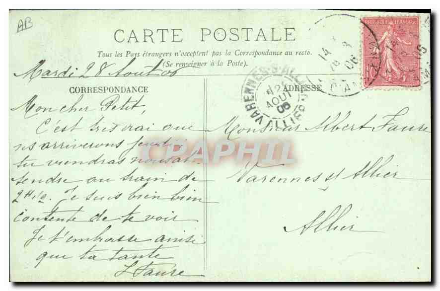 CPA Folklore Types d'Auvergne vieille Paysanne  — Verso
