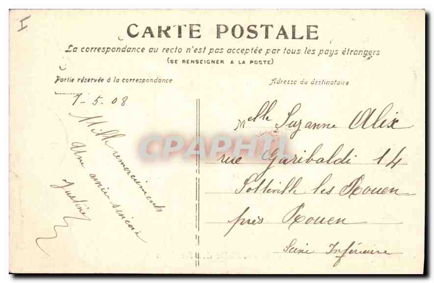 CPA Rouen Palais de Justice Salle des Assises  — Verso