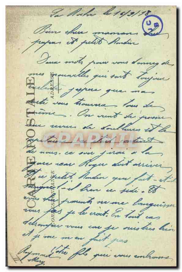 CPA La Roche Lyon Le Tribunal  — Verso