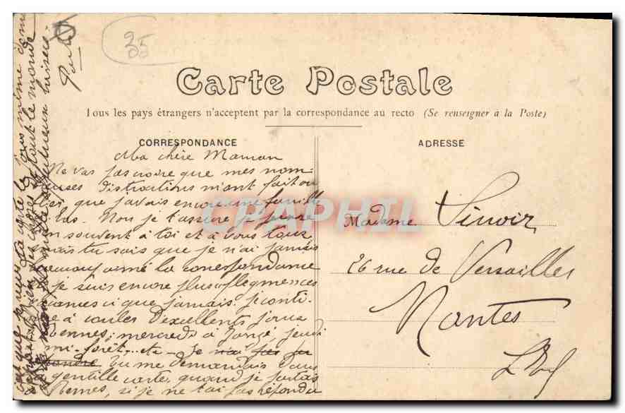 CPA Rennes Le Palais de Justice ancien Parlement de Bretagne  — Verso