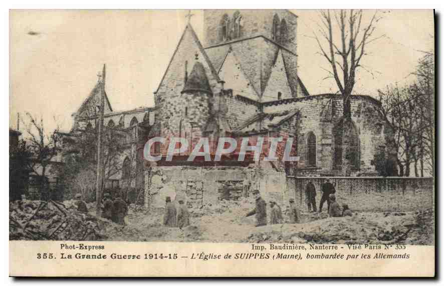L'Église de SUIPPES (Maine) — bombardée par les Allemands — Phot-Express N° 355
