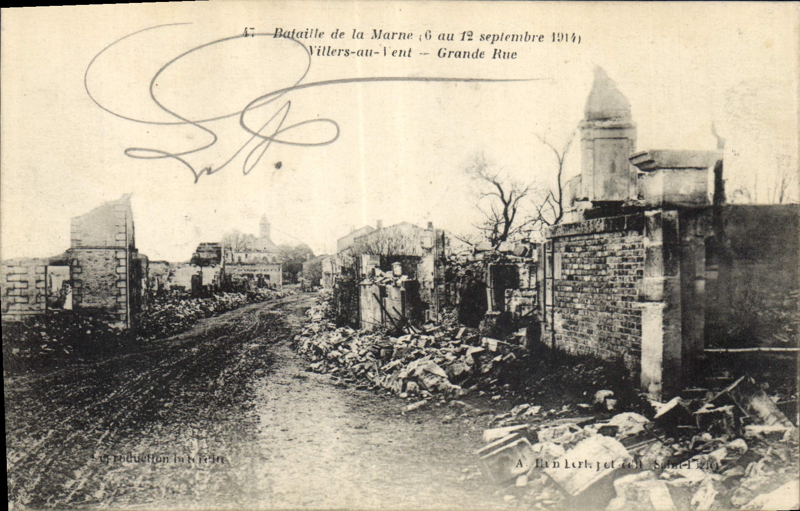 Bataille de la Marne — Villiers-au-Vent — Grande Rue — A. Henler & Cie, Saint-Ézé
