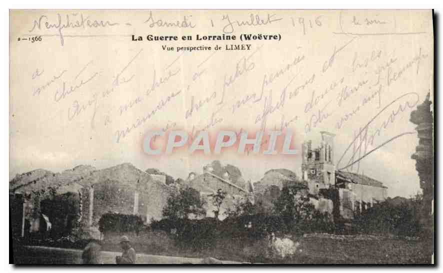 Vue perspective de LIMEY — La Guerre en Lorraine (Woëvre) — éditeur inconnu, n° 1566