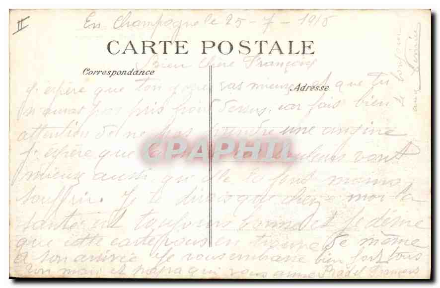 Huiiron — Rue descendante — Bataille de la Marne (du 6 au 12 Sept. 1914) — O J. — A. Gumbler, Saint-Dizier — Verso