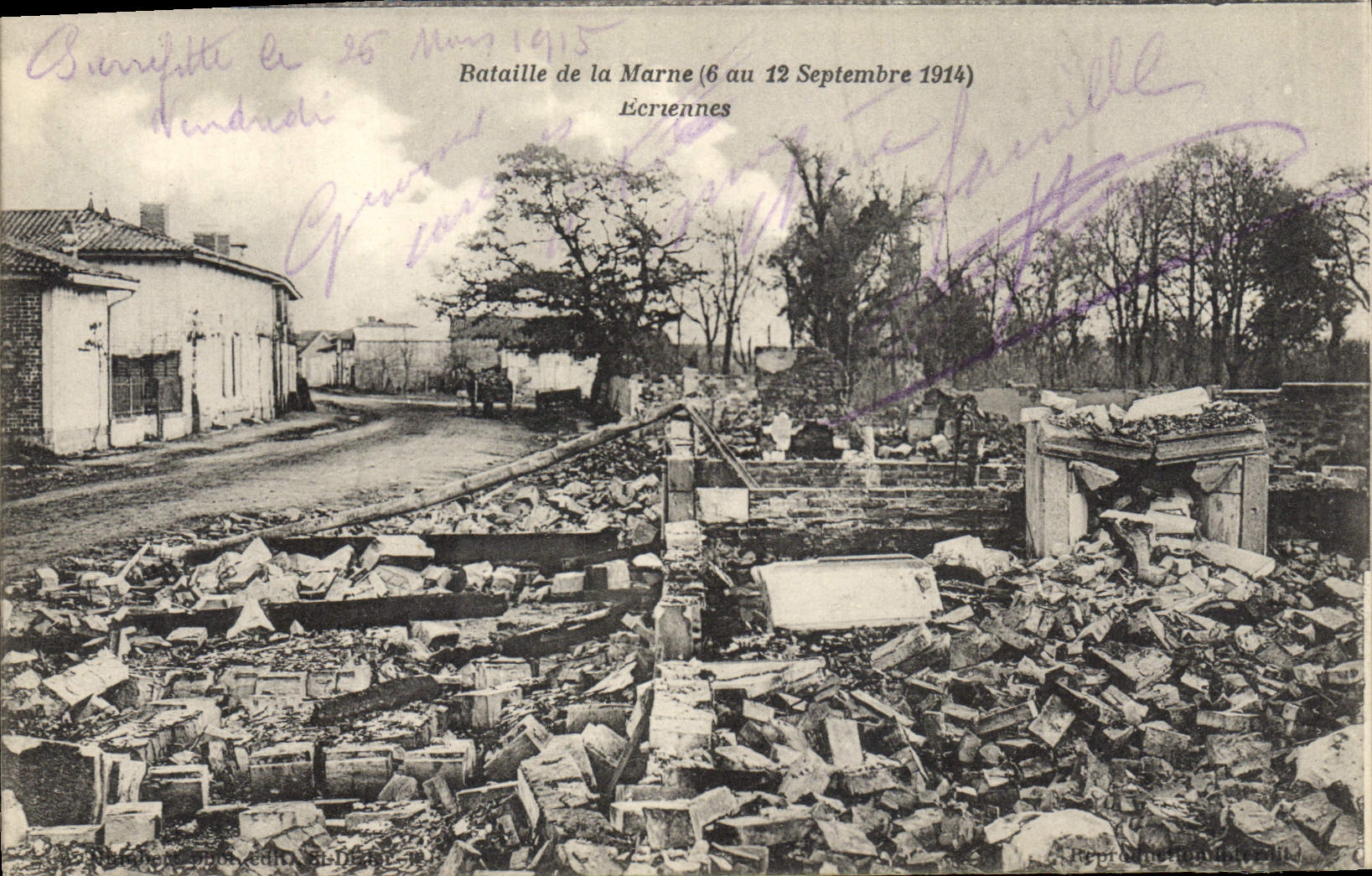 Bataille de la Marne (6 au 12 Septembre 1914) — Écriennes — Reproduction phototypique