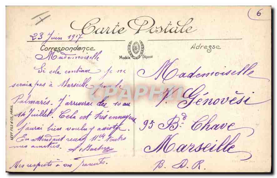 Reims bombardeado — Rue Buirette, Habitación, Hotel de la Croix d'Or — Edición Jaouen — Reverso