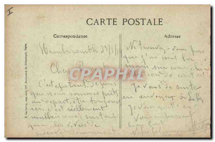 Favresse — Une Rue — Découpage de la bataille de la Marne (1914) — A. Gauthier, Édit. - Saint-Dizier — Verso