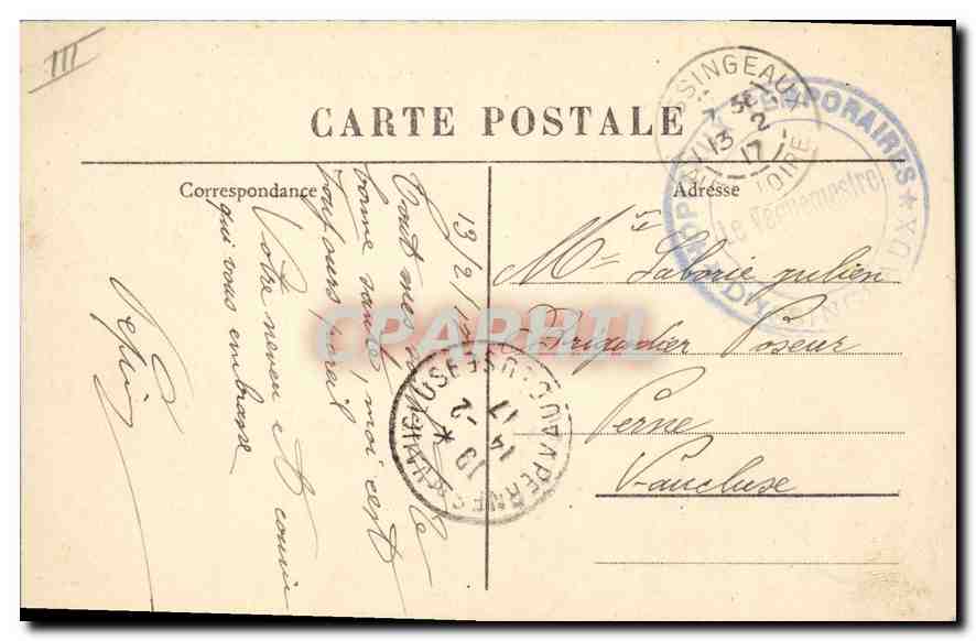 CPA Folklore La Bourree des Conscrits  — Verso