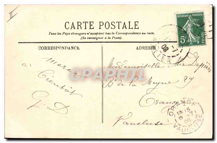 CPA Folklore Types d'Auvergne la Bourree  — Verso