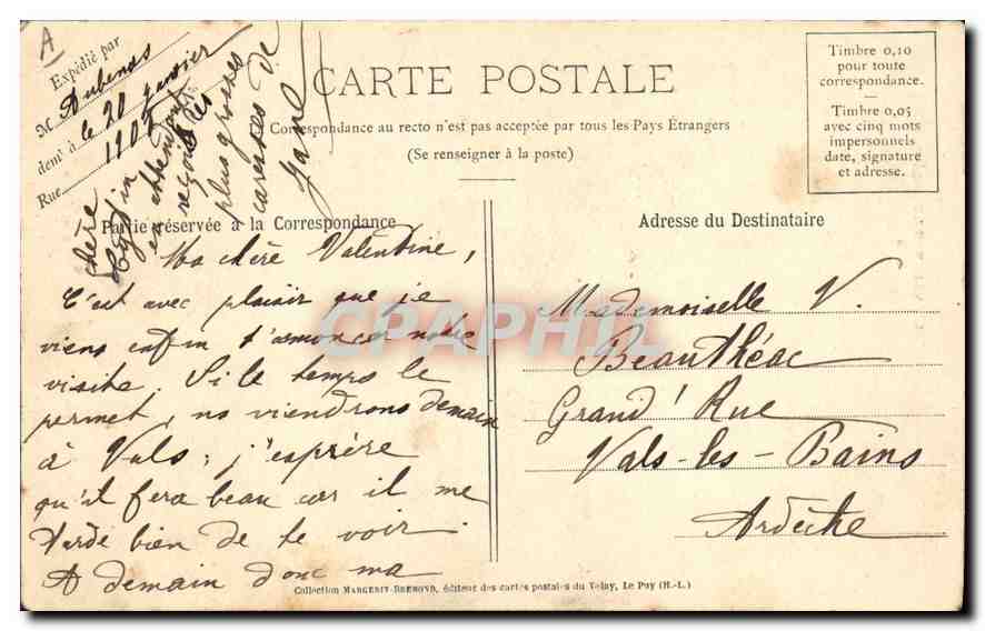 CPA Folklore Le velay Illustre type du Paysan de la Haute Loire revenant du Marche  — Verso