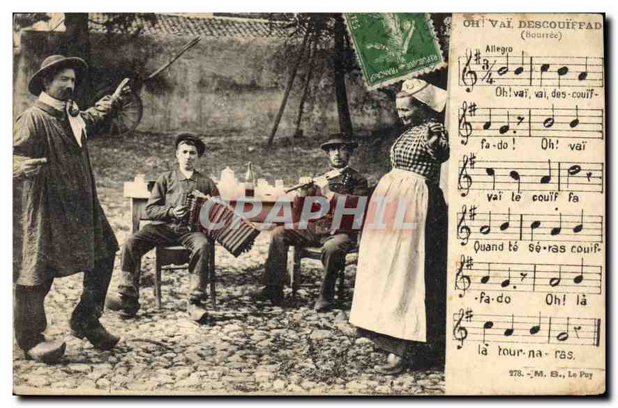 Musiciens en extérieur — Oh! Vai, descouïffad (Bourrée) — M. B., Le Puy