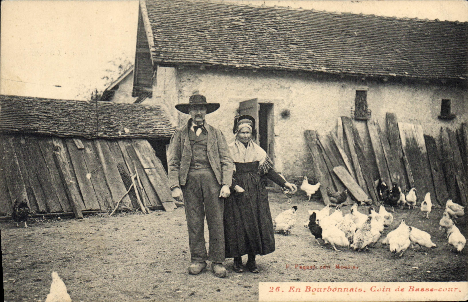 CPA Folklore En Bourbonnain coin de basse cour 