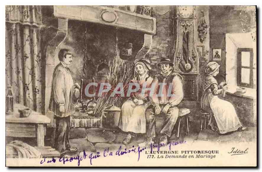 CPA Folklore L'Auvergne Pittoresque la demande en mariage 