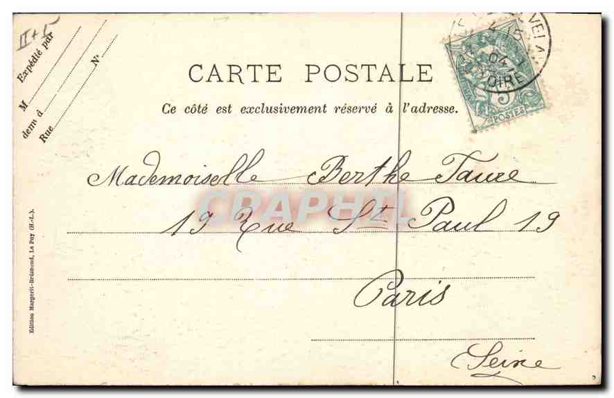 CPA Folklore Environs du Puy la Bourree du Velay  — Verso
