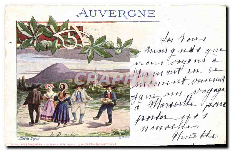 CPA Folklore Auvergne la Bourree 