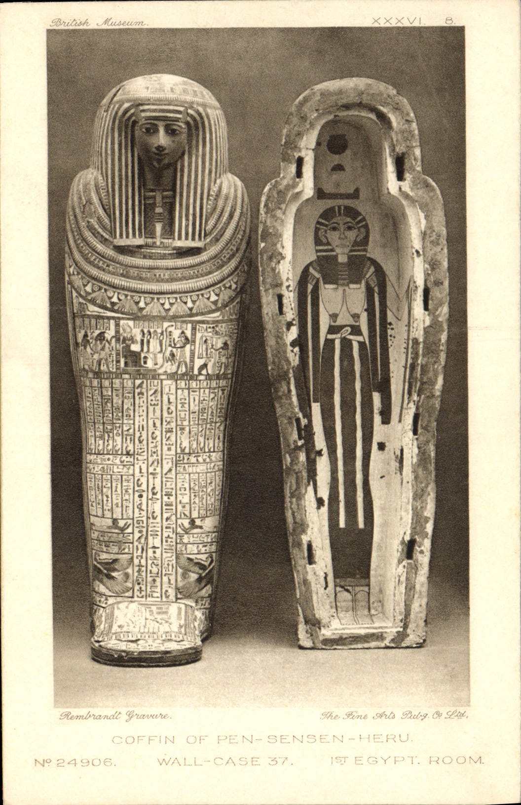 Coffin de Pen-Senen-Heru — British Museum, 1st Egypt Room — Rembrandt Gravure, N°24906