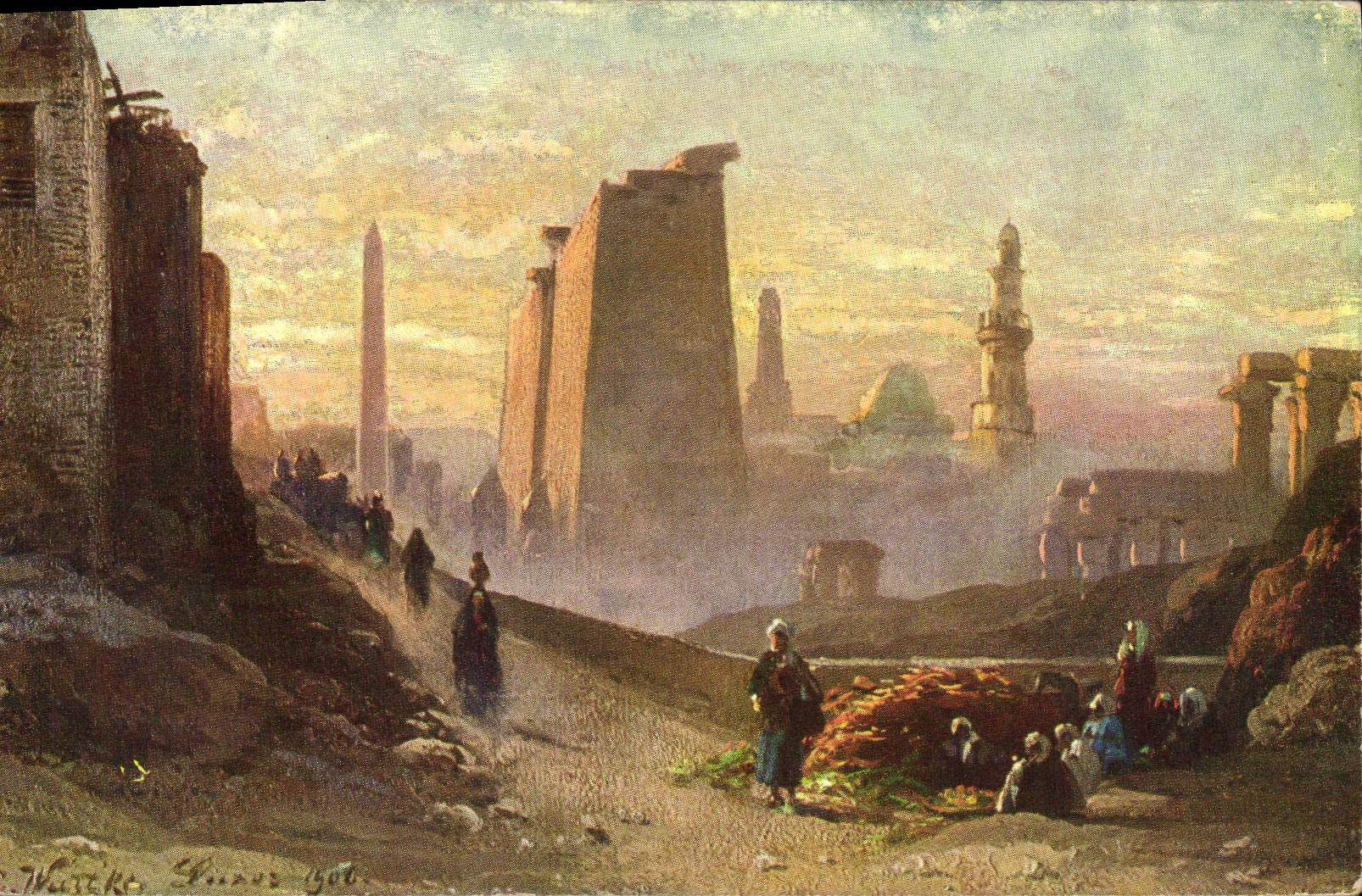 Les temples de Louxor au matin — Tuck & Sons, série 'Picturquesque Egypt' n°329