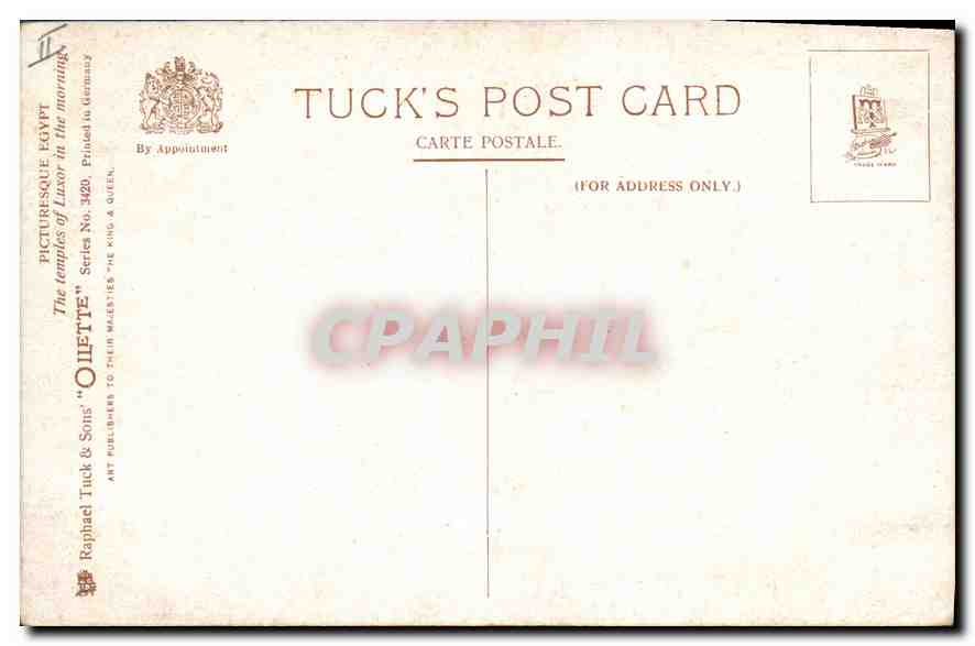 Les temples de Louxor au matin — Tuck & Sons, série 'Picturquesque Egypt' n°329 — Rückseite