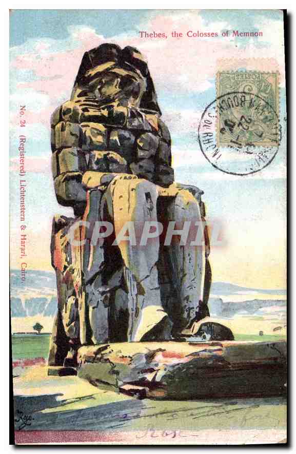 CPA Egypt Egypte Thebes the Colosses of Memnon 