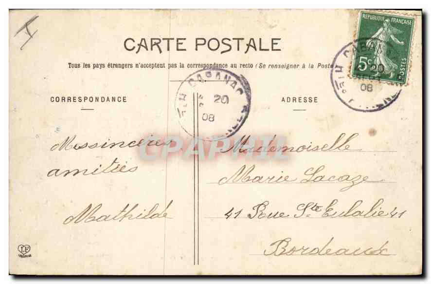 CPA Tarbes La Prefecture  — Verso