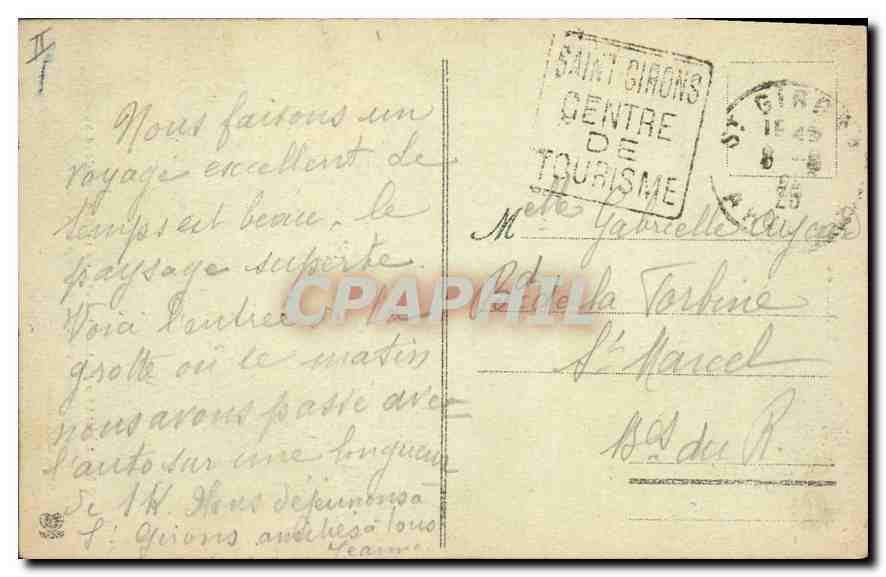 CPA Le mas d'Azil entree de la grotte cote Sud  — Verso