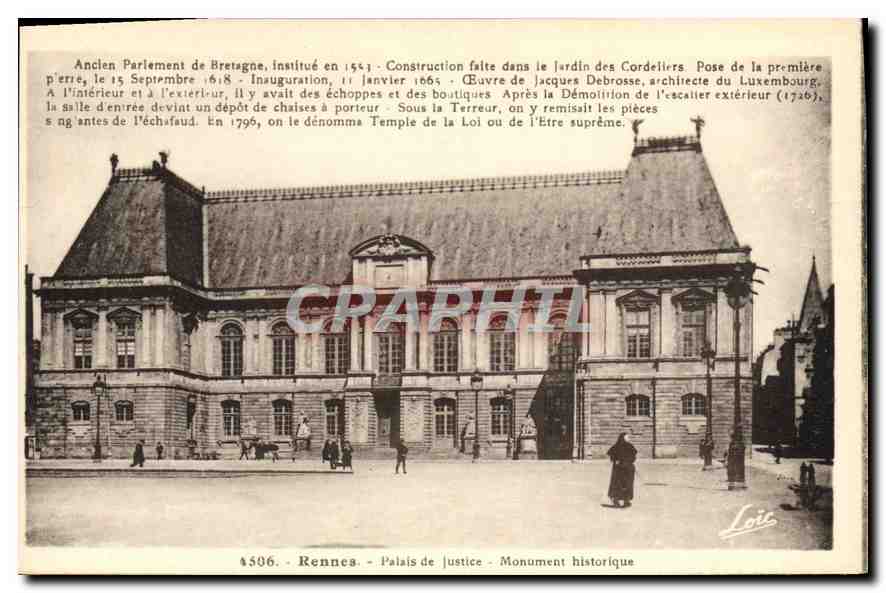 CPA Rennes Palais de Justice Monument historique Ancien parlemet de Bretagne institue en 1551 