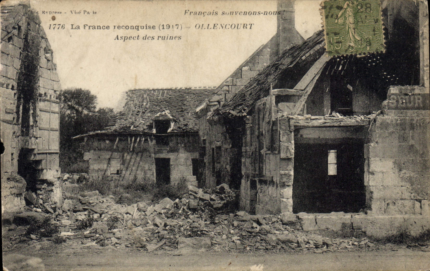 Ollencourt — Aspect des ruines (1917) — Éditeur Visé Paris, n° 1776