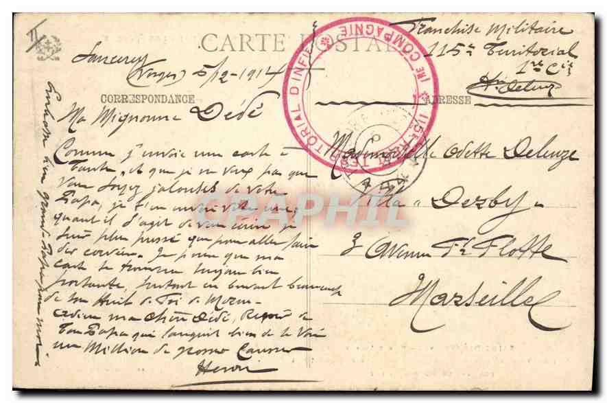 Saint-Dié (Vosges) - Rue d'Albace — Maisons incendiées par les obus allemands le 27 août 1914 — Ed. Weick, N° 11075 — Verso
