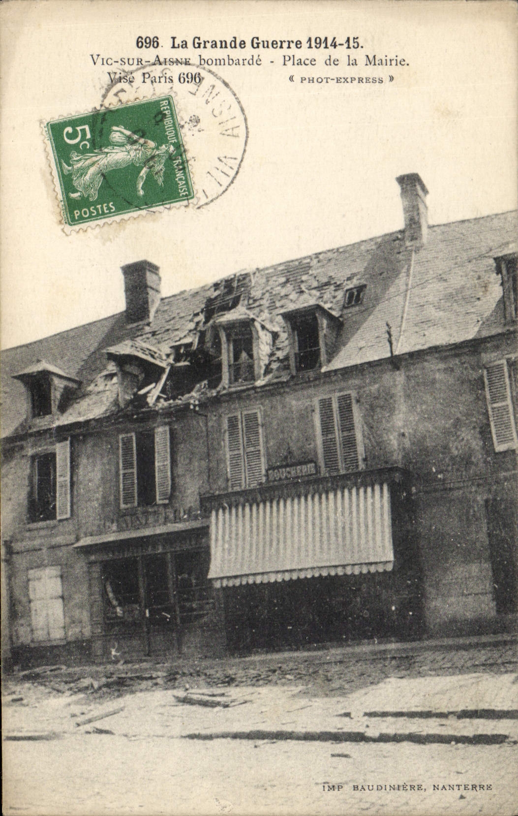 Vic-sur-Aisne bombardiert — Rathausplatz — IMP BAUDINIÈRE, NANTERRE