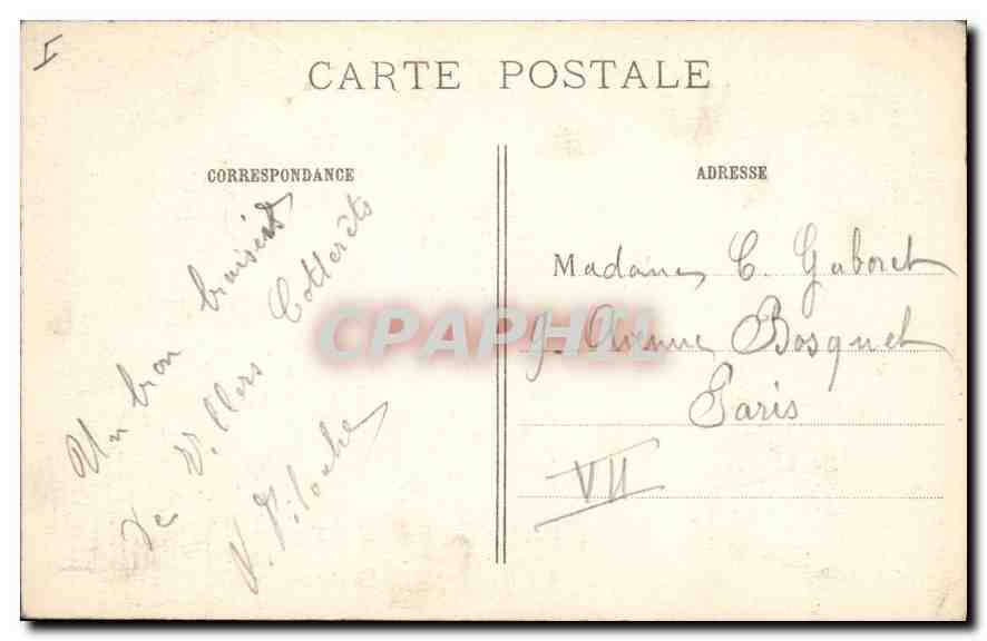 Vic-sur-Aisne bombardiert — Rathausplatz — IMP BAUDINIÈRE, NANTERRE — Rückseite