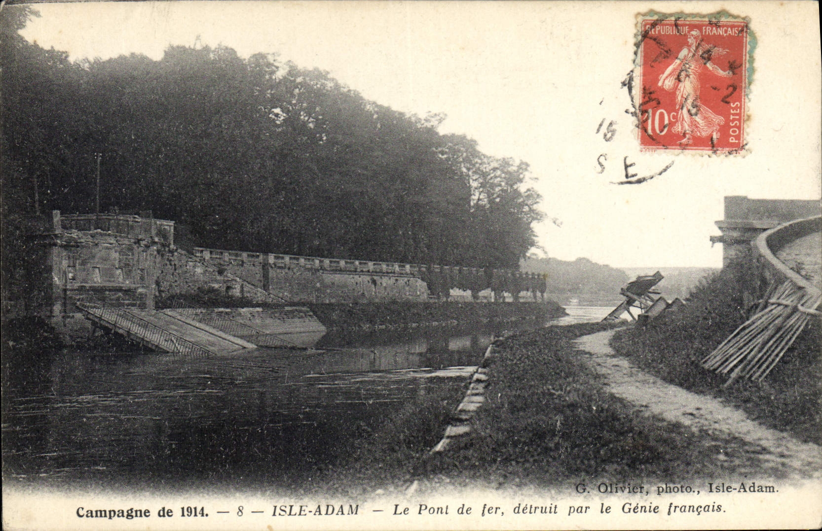 Isle-Adam — Der Eisenbrücke, zerstört durch französische Ingenieure — G. Olivier, Foto. Isle-Adam