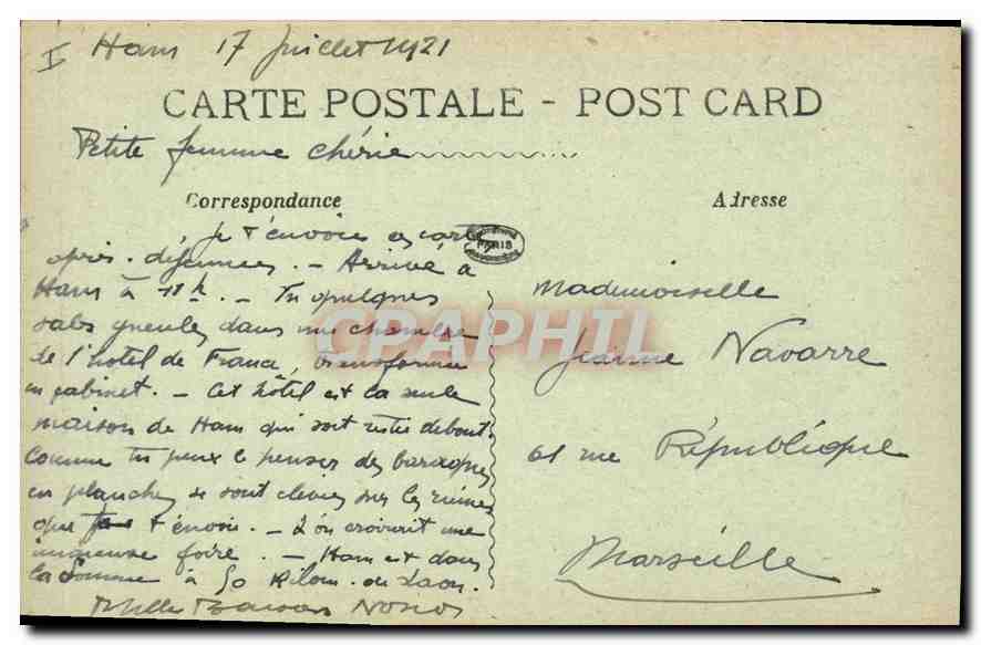 HAM en ruines — Rue du Général Foy et Notre-Dame — La Barre, n°3094 — Verso