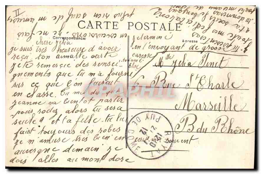 CPA Folklore Notre Auvergne region du Puy de Dome  — Verso