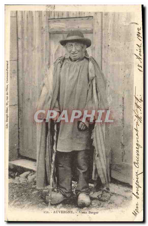 CPA Folklore Auvergne vieux Berger 