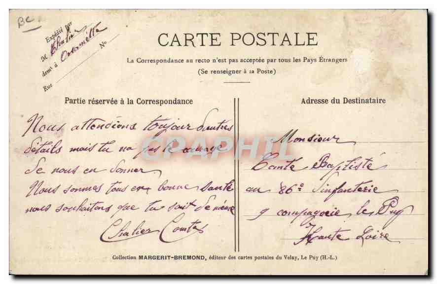Un groupe de Dentellières Auvergnates — Cliché M. B. - Rep. int. — n° 885 — Verso