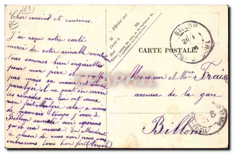 Auvergne-Paysannes — Se rendant au Marché — Éditeur non visible, n° 39 — Verso