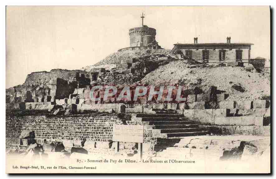 CPA Folklore Sommet du Puy de Dome les Ruines et l'Observatoire 