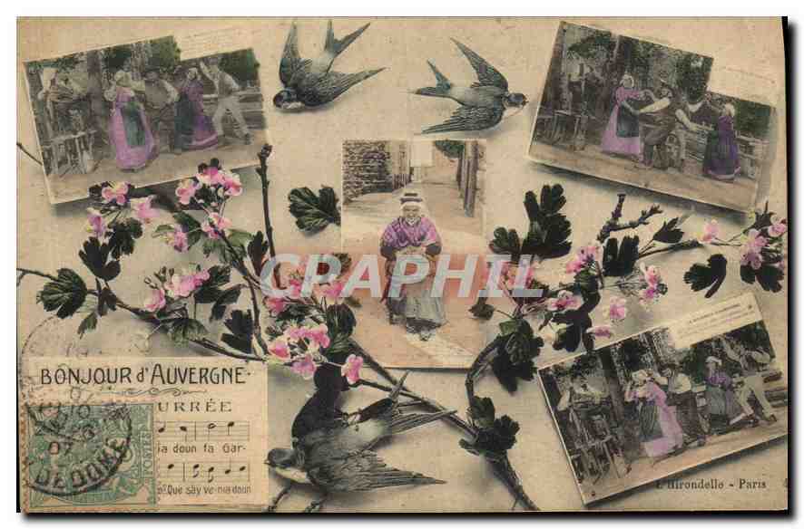 CPA Folklore Bonjour d'Auvergne 