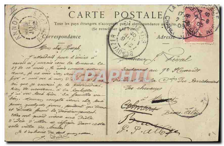 CPA La Rochelle le Palais de Justice  — Verso