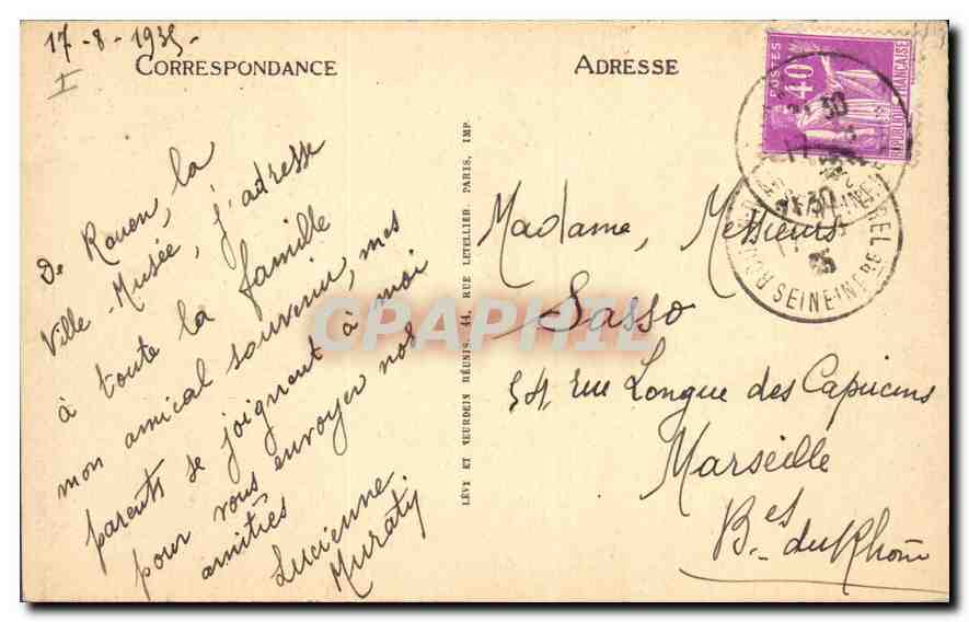 CPA Rouen Ensemble du palais de Justice  — Verso