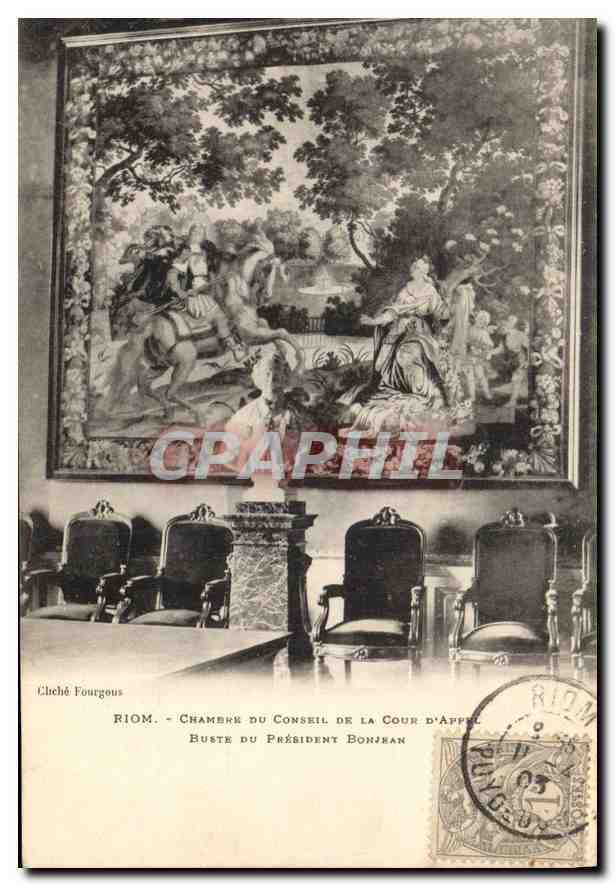 CPA Riom chambre du conseil de la cour d'Appel buste du President Bonjhan 