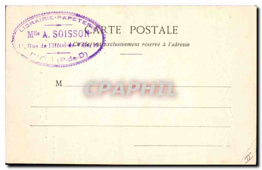 CPA Riom chambre du conseil de la cour d'Appel buste du President Bonjhan  — Verso