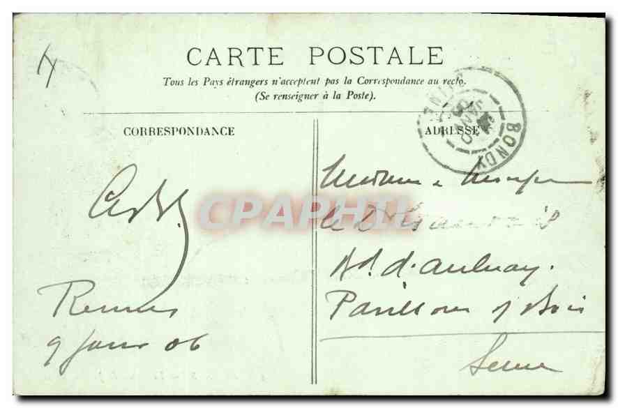 CPA Rennes le Palais de Justice  — Verso
