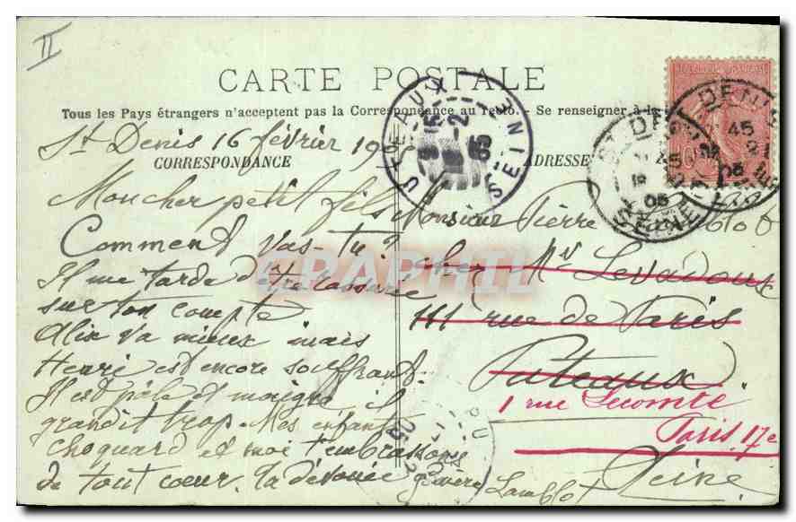 CPA Saint Denis La justice de paix  — Verso