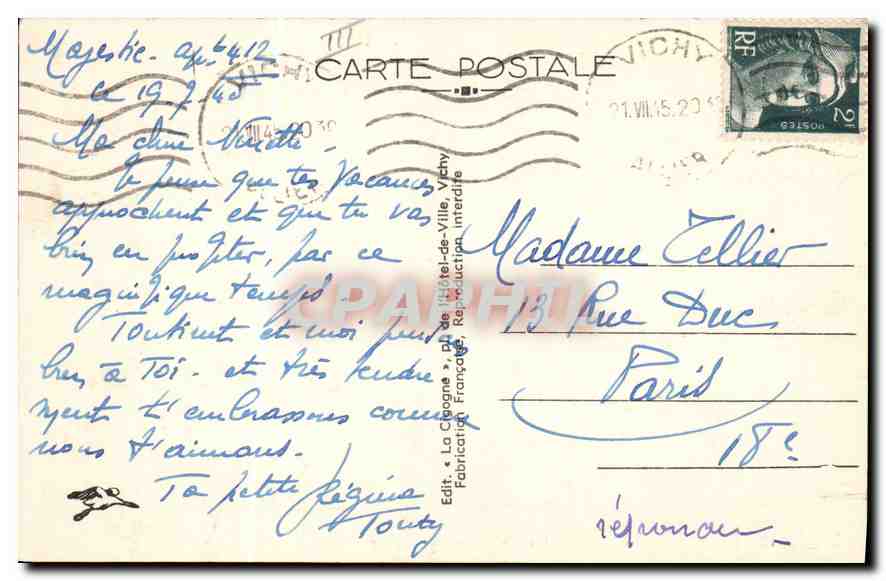 CPA Folklore Types d'Auvergne une noce Auvergnate Mariage — Verso