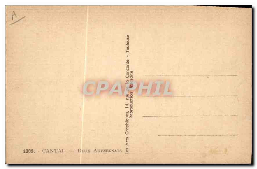 CPA Folklore Cantal Deux Auvergnats  — Verso