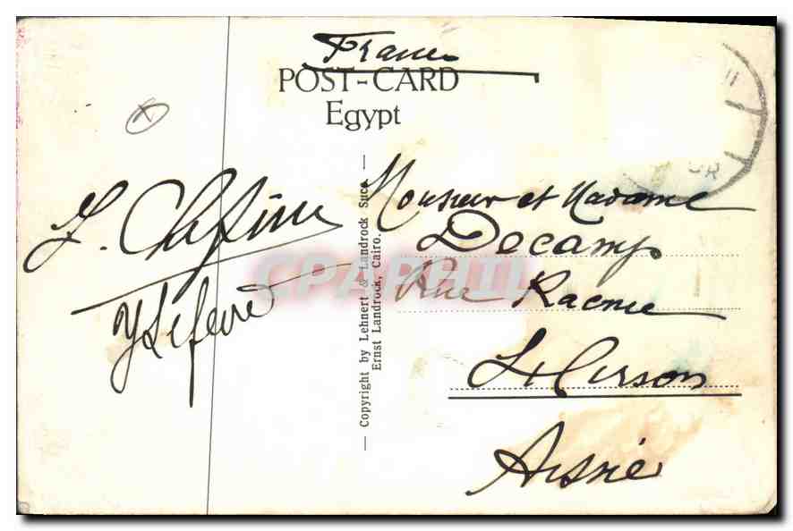 Cairo — Vue aérienne des pyramides de Khéops, Khéphren et Mykérinos à Gizeh — Ernst Landruck, n° 400 — Rückseite